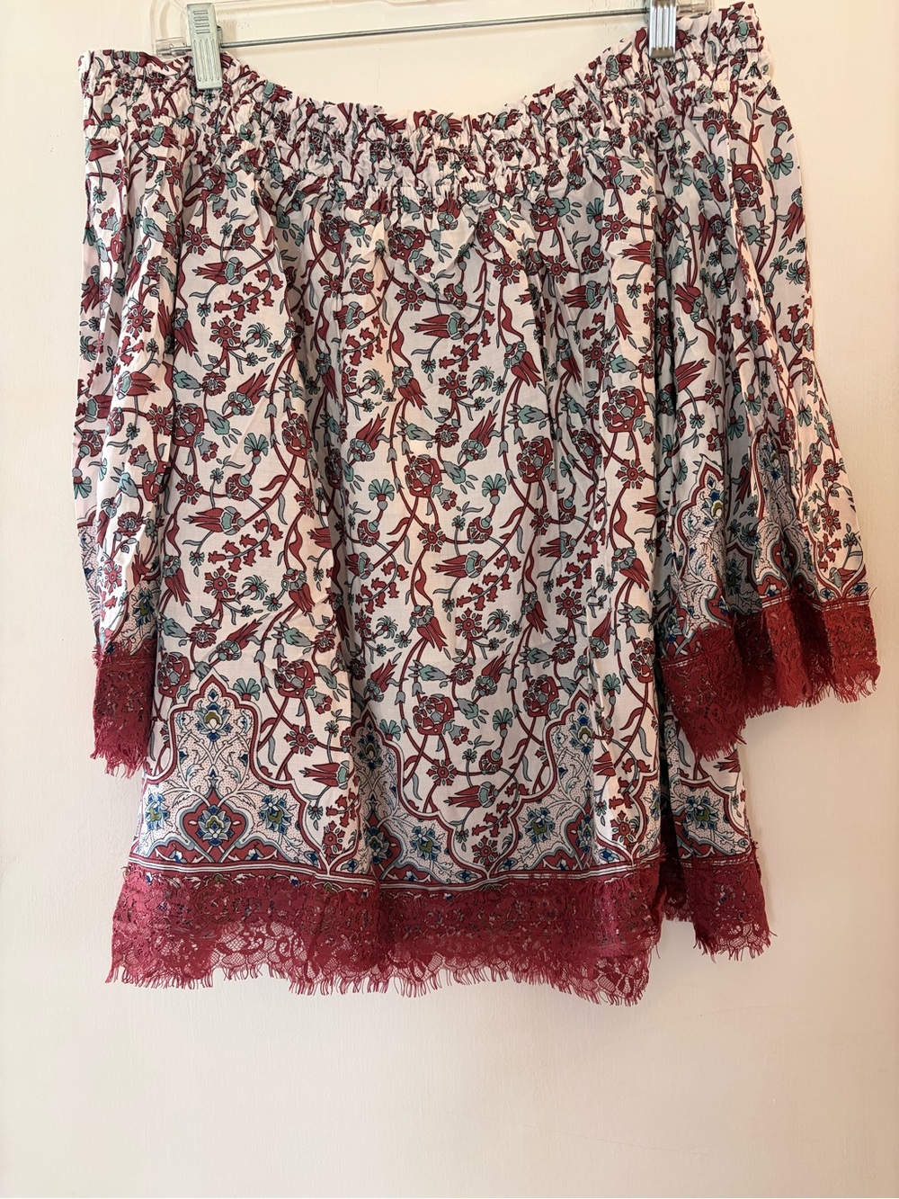NWT Hayden Los Angeles Floral Off-Shoulder Burgundy & Teal Top Medium